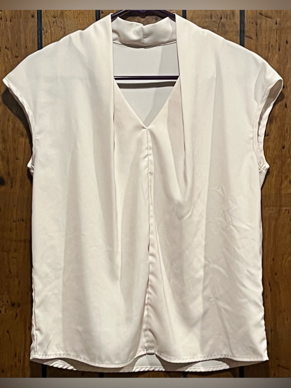 SHEIN Cream/off white Draped V-Neck Cap Sleeve Blouse size XS